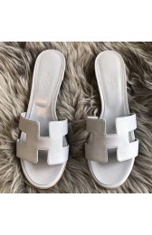 Cheap Imitation Hermes Oasis Sandals In Blue Pale Epsom Leather HJ00412