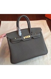 Cheap Replica Hermes Vert Gris Clemence Birkin 25cm Handmade Bag HJ00668