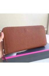 Designer Hermes Brown Clemence Azap Zipped Wallet HJ00414