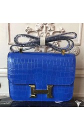 Designer Luxury Copy Hermes Blue Constance MM 24cm Crocodile Bag HJ00144