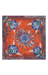 Fake 1:1 Knockoff Hermes Orange Flowers Of South Africa Silk Scarf HJ00367