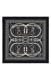 Fake Hermes Black Grand Manege Bandana Shawl 140cm HJ00622
