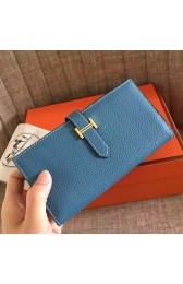 Fake Hermes Blue Jean Clemence Bearn Gusset Wallet HJ00853