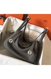 Fake Hermes Gris Mouette Lindy 26cm Clemence Handmade Bag HJ00774