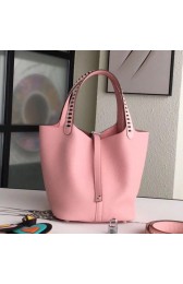 Fake Hermes Pink Picotin Lock 22cm Braided Handles Bag HJ00079
