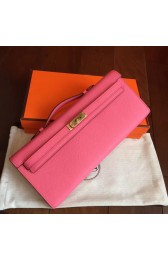 Fake High Quality Knockoff Hermes Rose Lipstick Epsom Kelly Cut Clutch Handmade Bag HJ00069