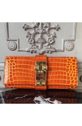 Fake Wholesale Hermes Medor Clutch Bag In Orange Crocodile Leather HJ00712