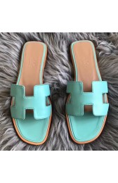 Fake Wholesale Hermes Oran Sandals In Blue Atoll Swift Leather HJ01061