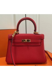Fashion Copy High Quality Hermes Red Clemence Kelly 20cm GHW Bag HJ00089