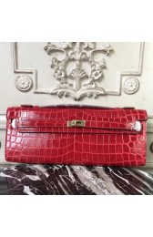 Fashion Hermes Red Crocodile Kelly Cut Clutch Bag HJ01153