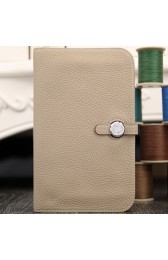 First-class Quality Hermes Dogon Combine Wallet In Grey Leather HJ00267