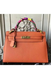 First-class Quality Hermes Orange Epsom Kelly 32cm Sellier Bag HJ00208