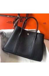 Hermes Black Clemence Garden Party 30cm Handmade Bag HJ00360
