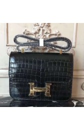 Hermes Black Constance MM 24cm Crocodile Bag HJ01328