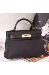 Hermes Black Epsom Kelly Mini II 20cm Handmade Bag Replica HJ00374
