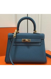 Hermes Blue Jean Clemence Kelly 20cm GHW Bag HJ01225