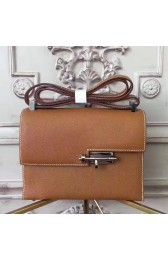 Hermes Brown Epsom Verrou Shoulder Handmade Bag Replica HJ00517