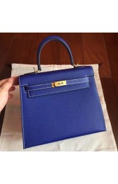 Hermes Electric Blue Epsom Kelly 25cm Sellier Handmade Bag HJ00857