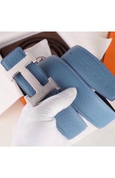 Hermes H Belt Buckle & Blue Clemence 32 MM Strap Replica HJ01121