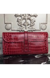 Hermes Jige Elan 29 Clutch In Dark Red Crocodile Leather HJ00536