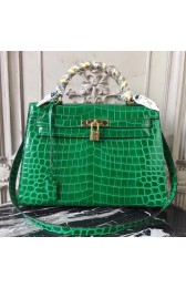 Hermes Kelly 32cm Bag In Bamboo Crocodile Leather HJ01234