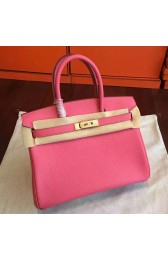 Hermes Rose Lipstick Clemence Birkin 25cm Handmade Bag Replica HJ01167