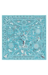 Hermes Turquoise Peuple Du Vent Bandana Shawl HJ00927