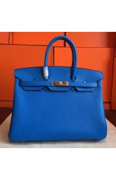 High End Hermes Blue Hydar Clemence Birkin 35cm Handmade Bag HJ00326