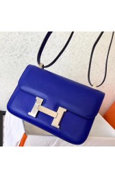 High Quality Knockoff Hermes Epsom Constance 24cm Blue Electric Handmade Bag HJ00139