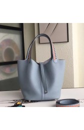 Hot Hermes Blue Lin Picotin Lock 22cm Braided Handles Bag Replica HJ00984