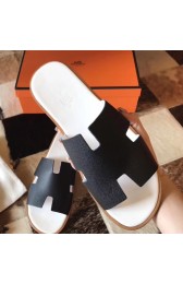 Imitation AAA Replica Hermes Izmir Sandals In Black Epsom Leather HJ00299