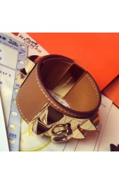 Imitation Cheap Hermes Brown Epsom Collier De Chien Bracelet Size S HJ00532