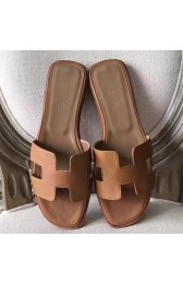 Imitation Hermes Oran Sandals In Brown Epsom Leather HJ00212