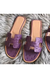 Imitation Hermes Oran Sandals In Purple Ostrich Leather Replica HJ01108