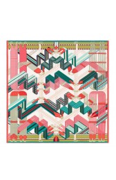 Imitation Hermes White Sangles En Zigzag Silk Scarf Replica HJ00665