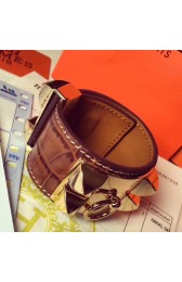 Imitation Wholesale Hermes Brown Alligator Collier De Chien Bracelet Size S HJ00582
