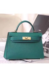 Knockoff Hermes Malachite Epsom Kelly Mini II 20cm Handmade Bag Replica HJ00302