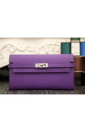 Luxury Fake Hermes Kelly Longue Wallet In Purple Epsom Leather HJ00964