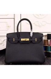 Luxury Faux Hermes Birkin 30cm 35cm Bag In Black Epsom Leather HJ00770