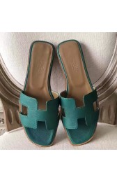 Replica AAA Hermes Oran Sandals In Malachite Epsom Leather HJ00899