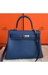 Replica Discount Hermes Blue Agate Clemence Kelly Retourne 28cm Handmade Bag HJ01322