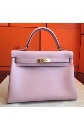Replica Faux Hermes Rose Dragee Swift Kelly Retourne 32cm Handmade Bag HJ00523