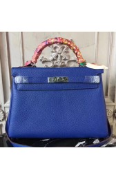 Replica Hermes Blue Electric Clemence Kelly 28cm Bag Replica HJ00058