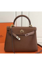 Replica Hermes Brown Clemence Kelly 25cm GHW Bag HJ00980