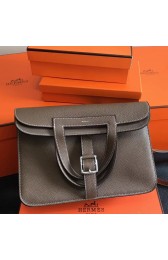 Replica Hermes Halzan Bag In Etoupe Clemence Leather HJ00909
