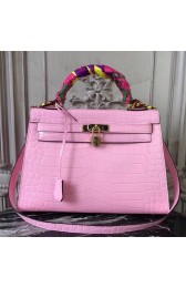 Replica Hermes Kelly 32cm Bag In Pink Crocodile Leather HJ00521