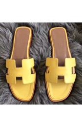 Replica Hermes Oran Sandals In Yellow Swift Leather HJ00455