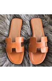 Replica Hot Replica Hermes Oran Sandals In Brown Swift Leather HJ00353