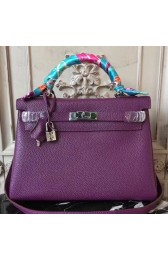 Replica Luxury Hermes Purple Clemence Kelly 32cm Retourne Bag HJ00182