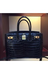 Top Quality Hermes Birkin 30cm 35cm Bag In Black Crocodile Leather HJ00741
